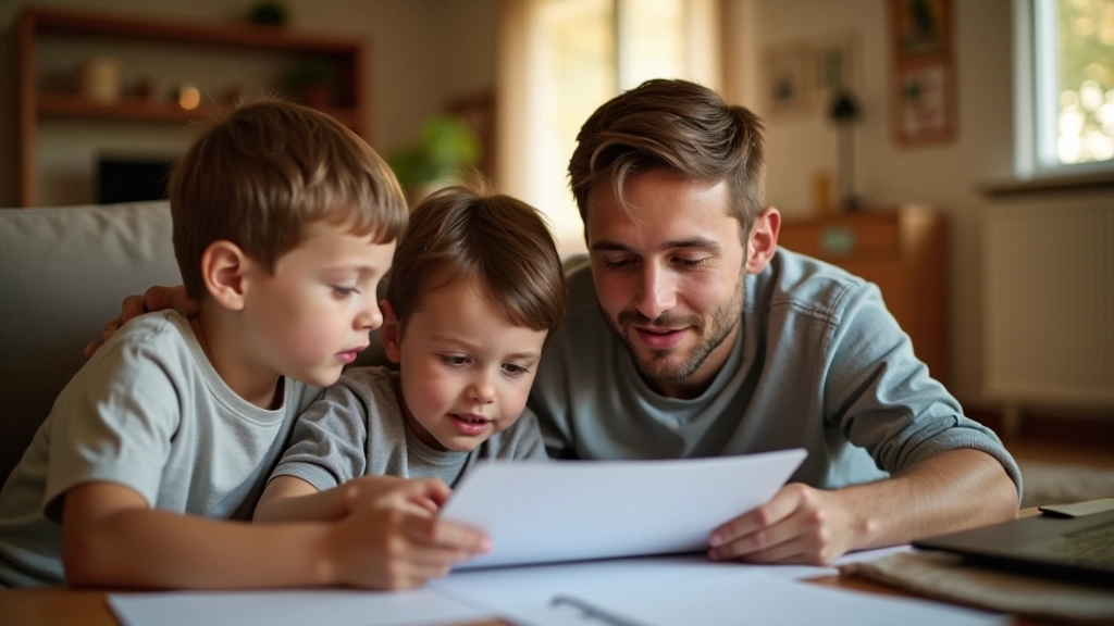 Familie diskutiert Finanzentscheidungen und Budgetplan