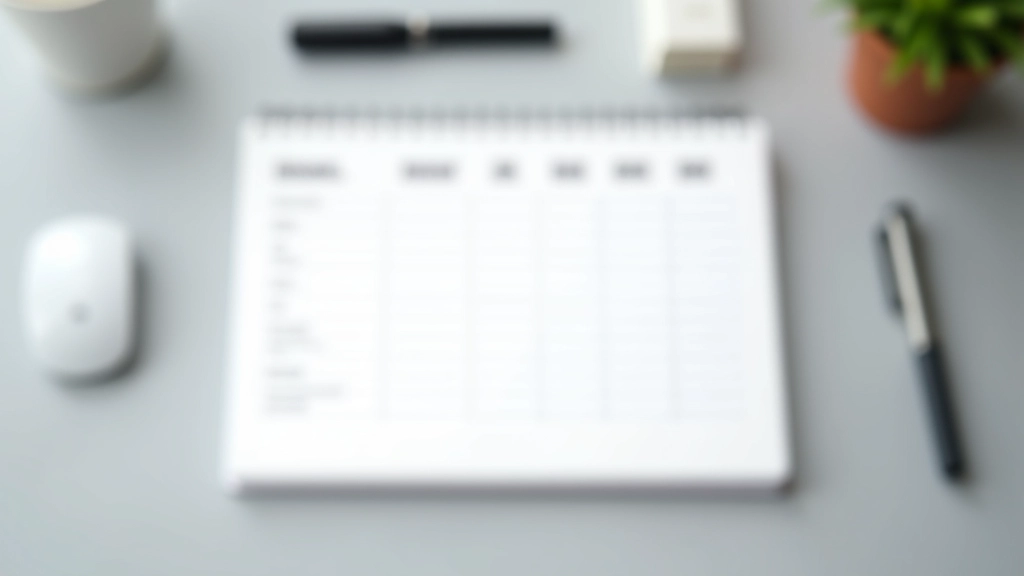 Notizblock mit handgeschriebenen Budgetkategorien und Stift auf grauem Untergrund, zeigt einfache Budgetplanung