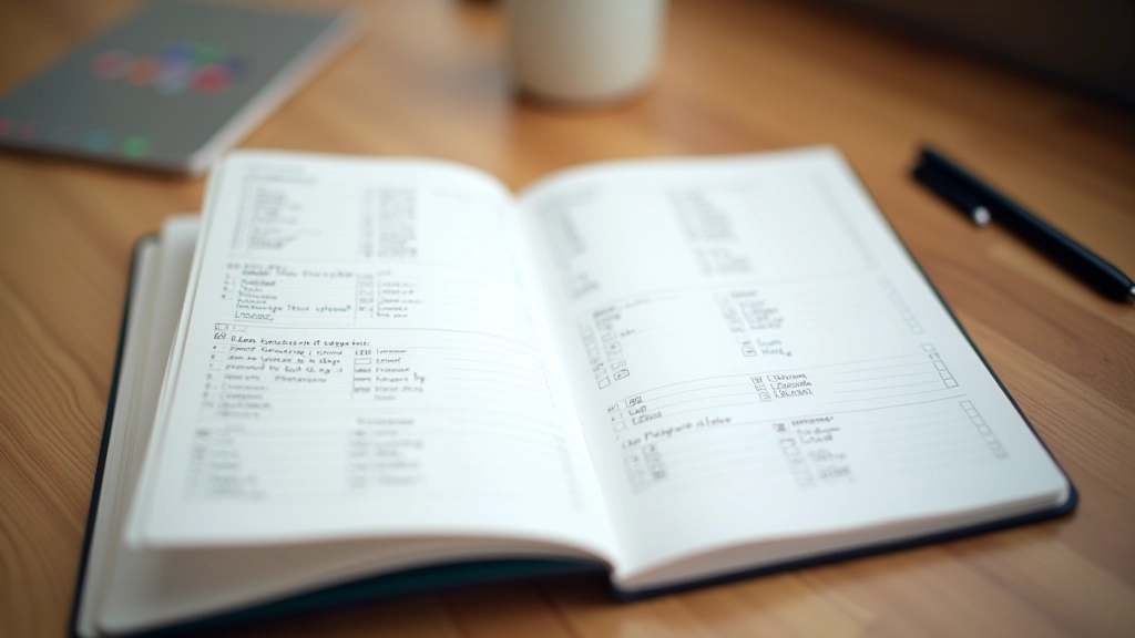 Wochenkalender mit Notizen zu Finanzzielen und eingekreisten Checkpoints